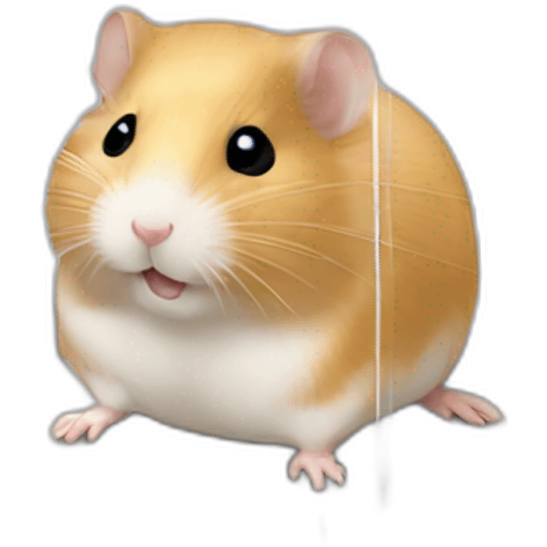 Small Hamster in large clear plastic cage with clear plastic tunnels emoji