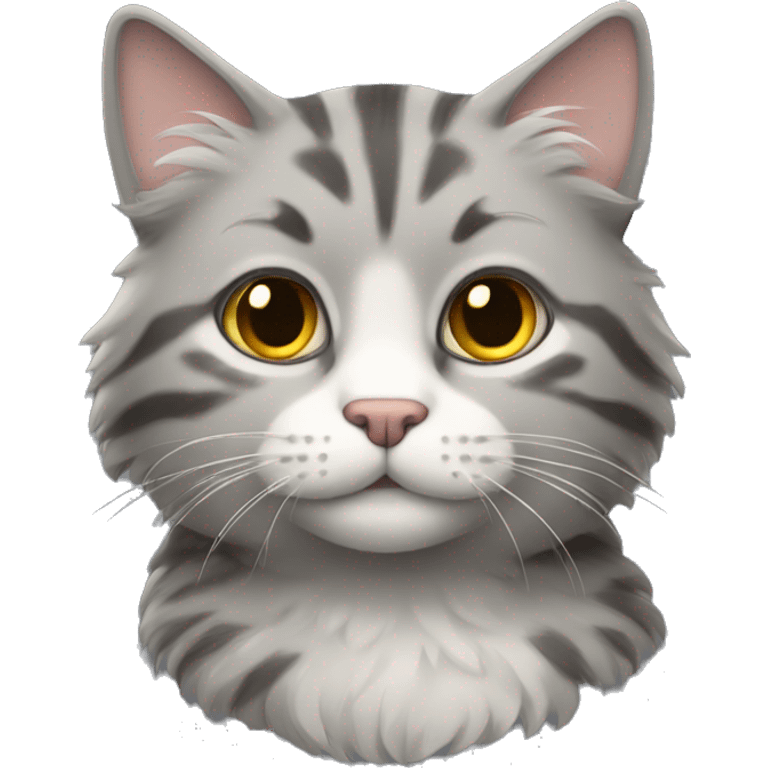 Fluffy gray tabby cat emoji