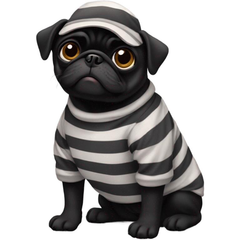 Black pug in prison clothes emoji