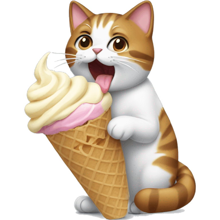 Cat eating ice cream emoji