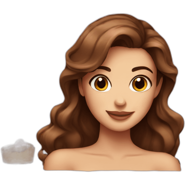 sexy girl with brown hair makes cakes emoji