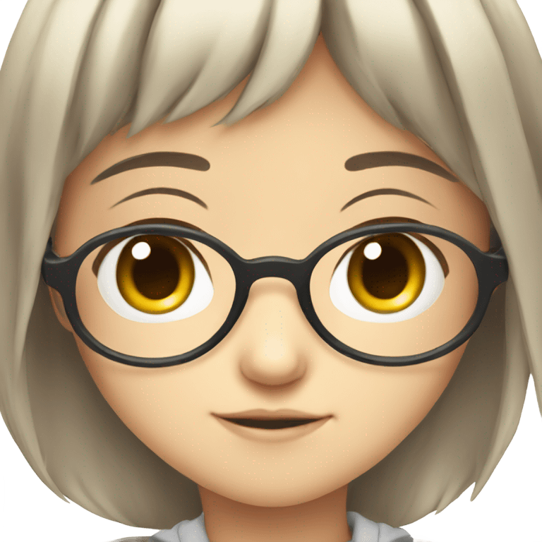 Little cute girl anime with glasses  emoji