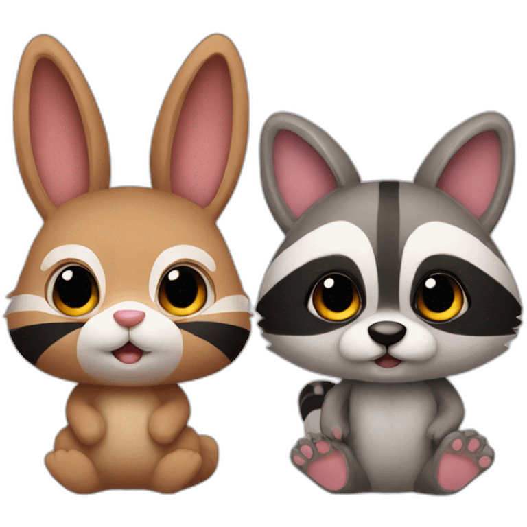 bunny raccoon together emoji