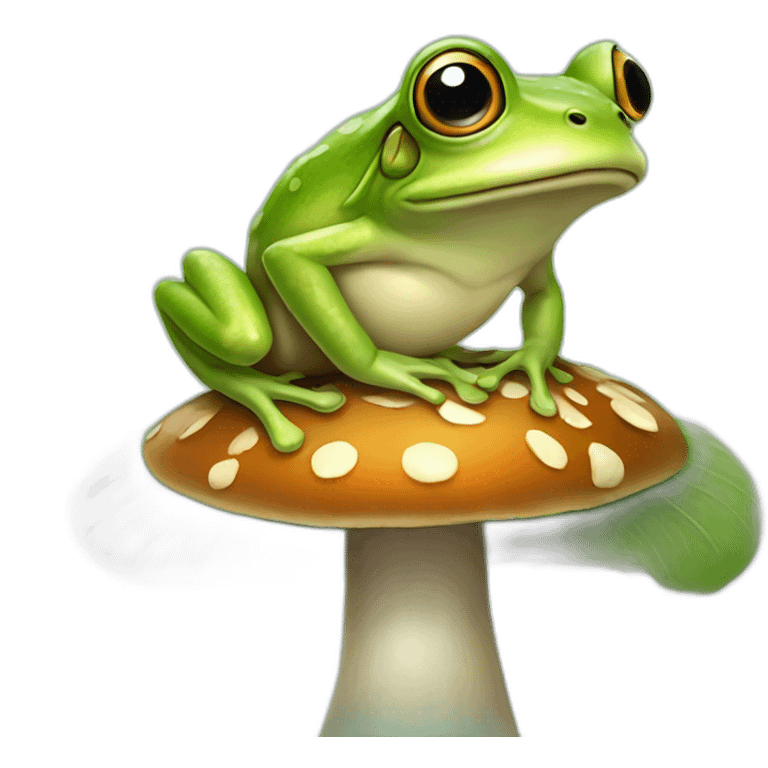 Frog on a mushroom emoji