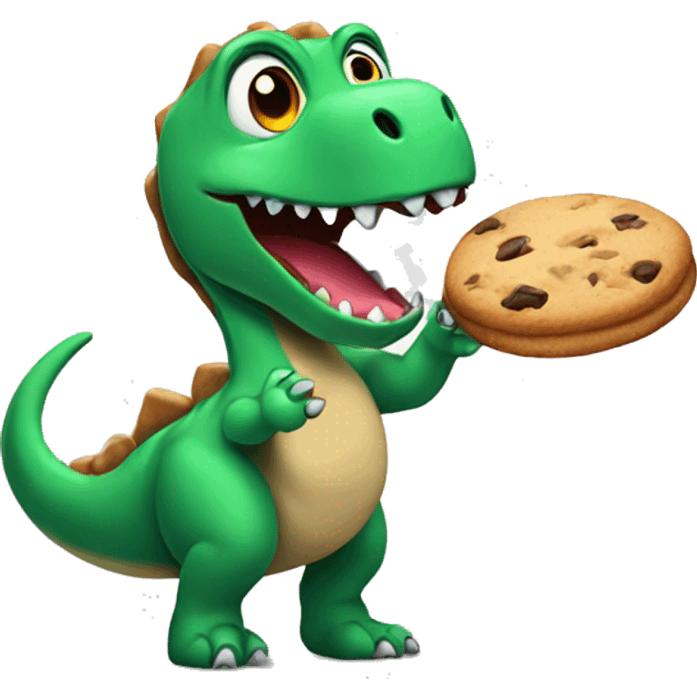 Dinosaur eating a cookie emoji