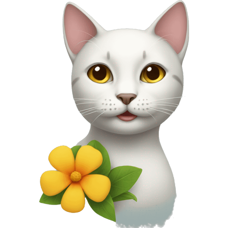 Cat with a flower emoji