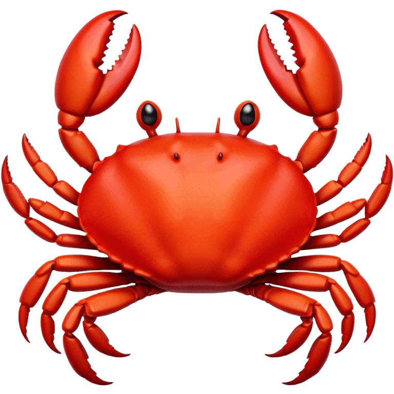 Cinematic Cute Red Crab Portrait Emoji, Head tilted playfully and inquisitively, featuring a compact, vibrant scarlet carapace with adorably small, expressive eyes and gentle, rounded pincers, Simplified yet irresistibly adorable features, highly detailed, glowing with a warm, friendly oceanic glow, high shine, affectionate and lively, stylized with a touch of seaside whimsy, soft glowing outline, capturing the essence of a mischievous yet loving red crab that seems as if it could pinch its way out of the screen into your arms! emoji