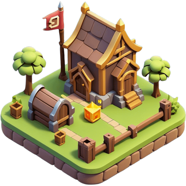 Clash of Clans aesthetic: Cinematic Playful 3D Isometric Scroll Emoji, rendered in a 3D vector-style similar to standard emojis with minimal shading and bold, simplified shapes. A compact, distinct form with signature details, softly glowing with a fantasy RPG magic charm. Simplified yet unmistakably iconic, highly detailed and consistent, glowing with a soft radiance and high shine. Stylized with a touch of heroic grandeur and a soft glowing outline, capturing the essence of a beloved gaming relic with a friendly, playful manner! emoji