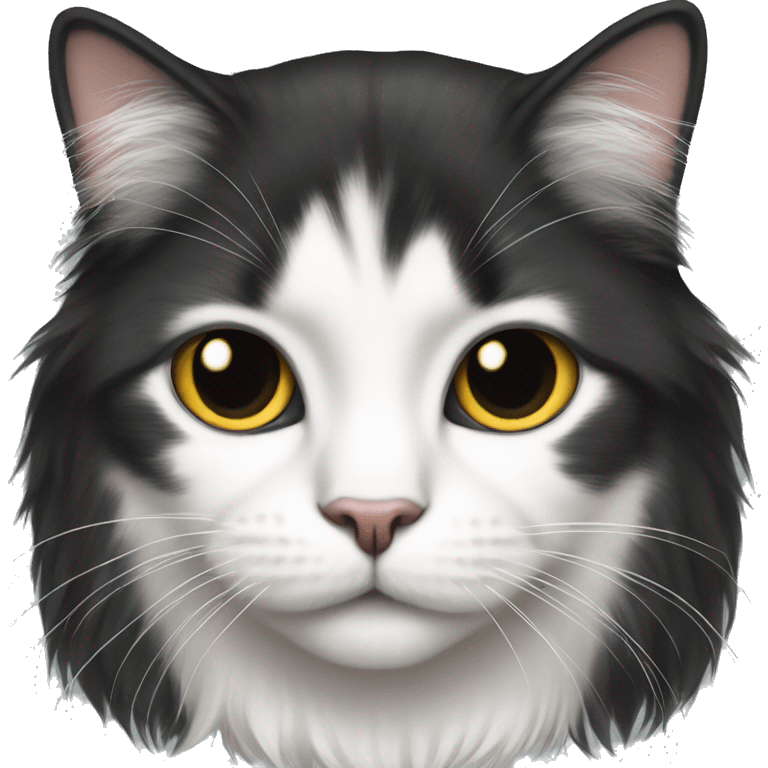 long haired cat half black half white emoji