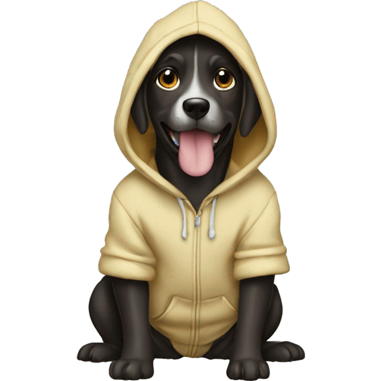 Dog vearing hoodie emoji