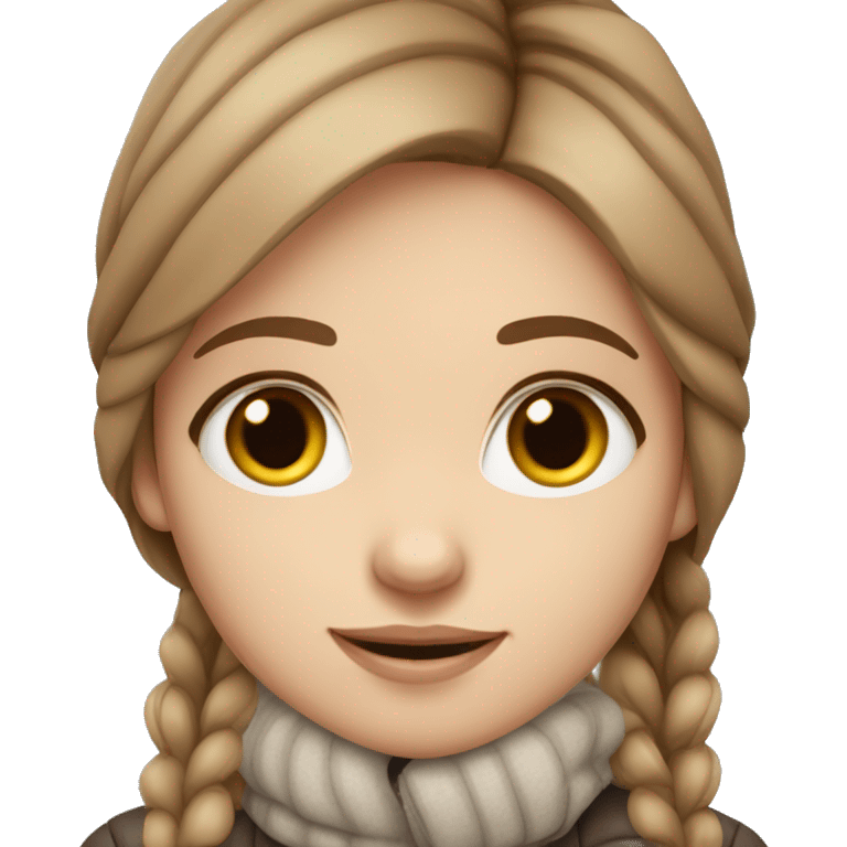 Light brown hair girl with hazel eyes and fair skin in a cute winter outfit emoji