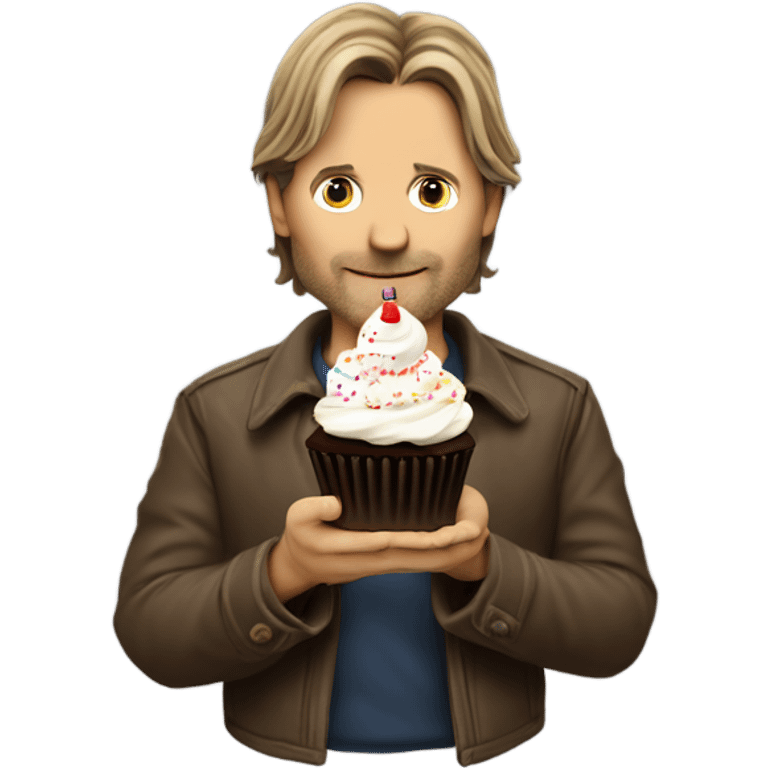 Viggo Mortenson carrying a birthday cupcake emoji