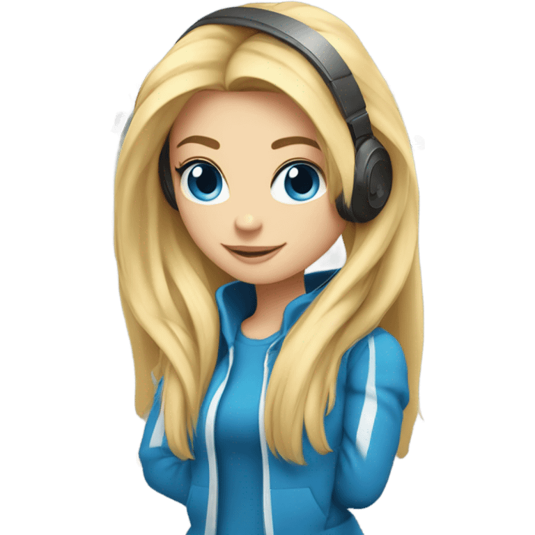 long blonde hair blue eyed gamer girl pink  emoji