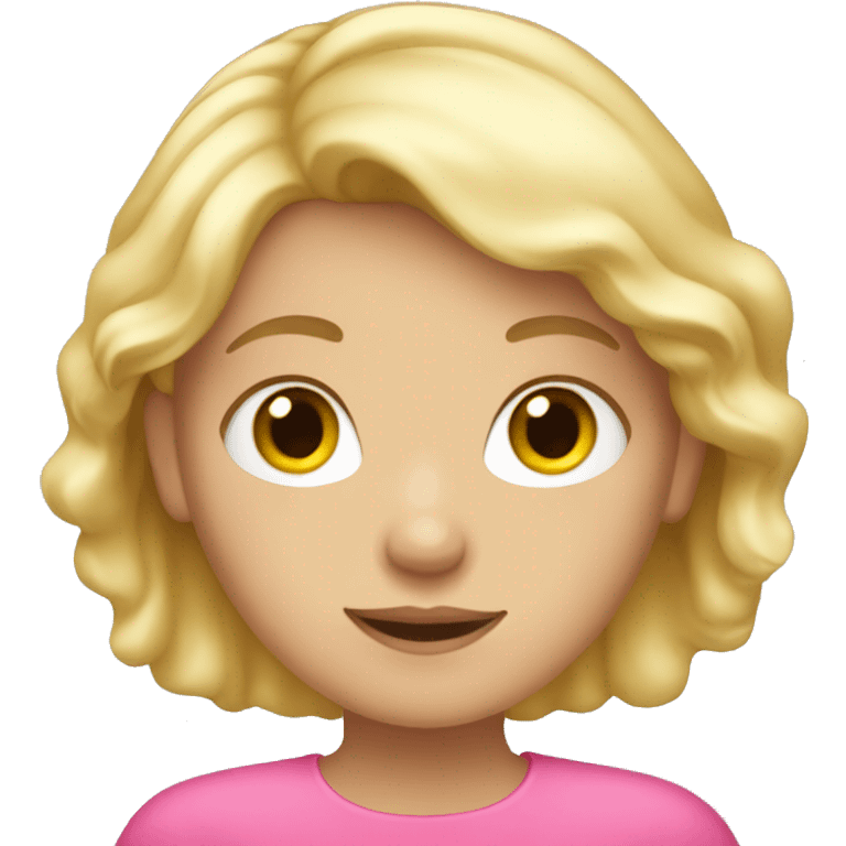 blonde haired girl with a pink top emoji