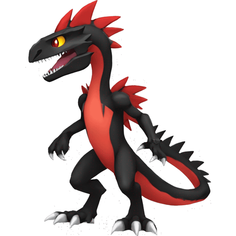  Cool Edgy Black Red Digimon-Fakemon-Guilmon-Velociraptor-Dragon full body emoji