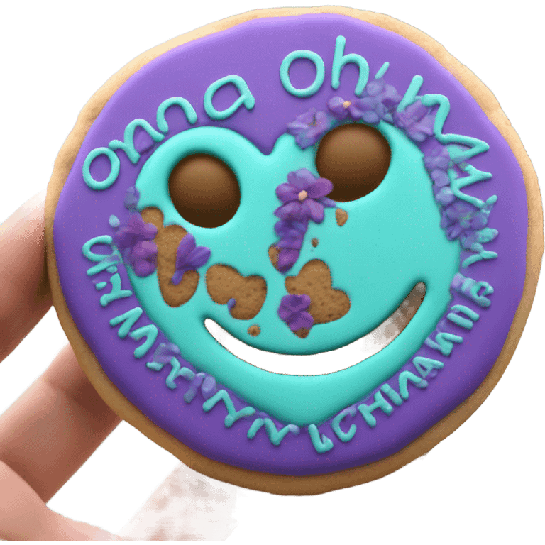 Teal purple Cookie heart with ohana emoji