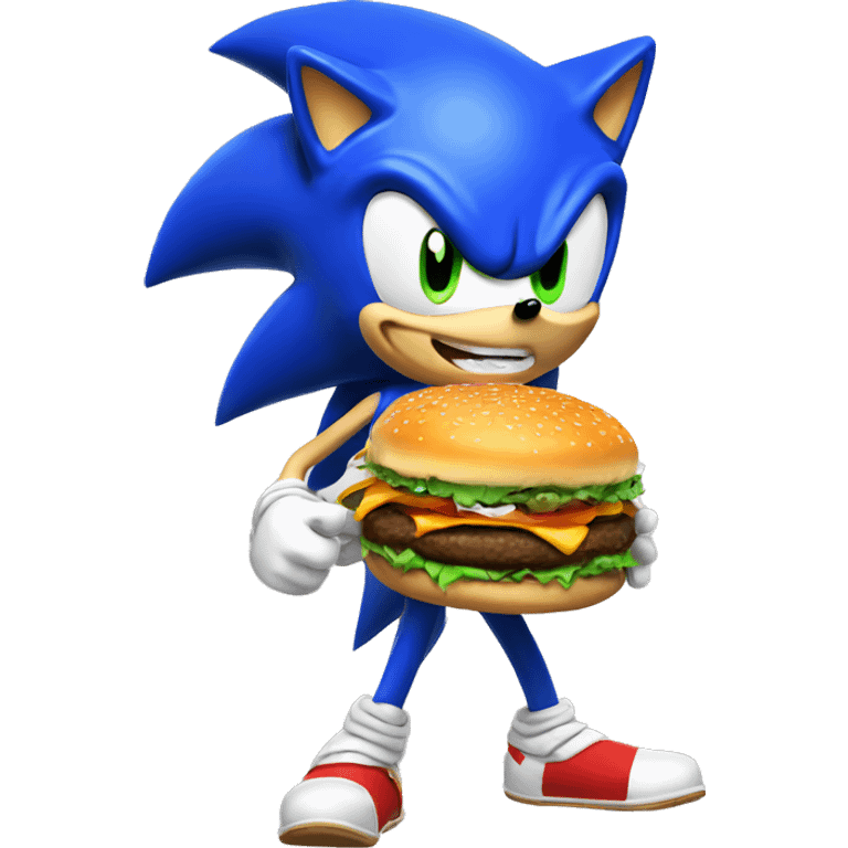 Sonic eating a durr burger emoji