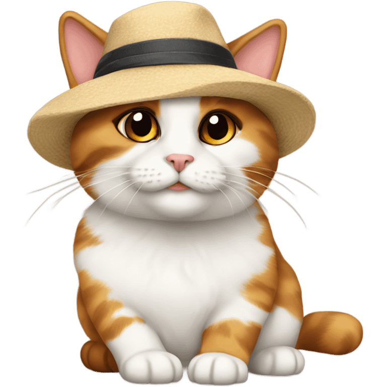 Calico cat wearing a hat emoji