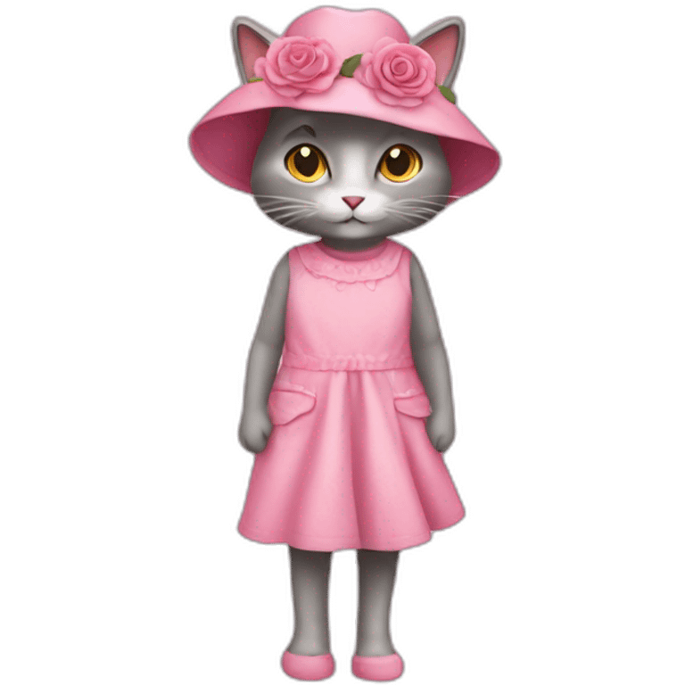 un chat avec une robe rose emoji