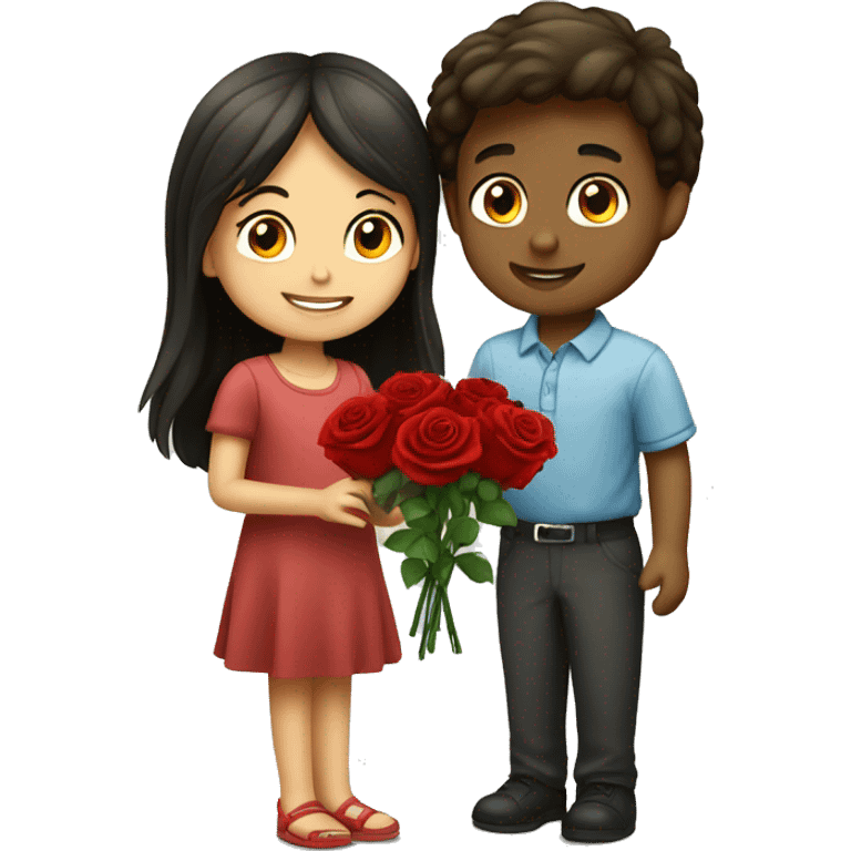 boy giving red rose to girl emoji