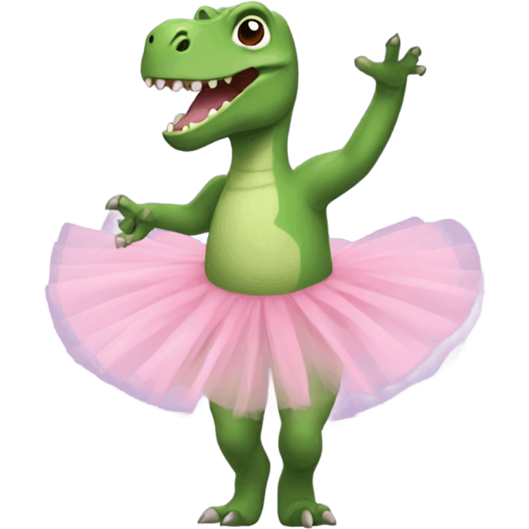 Dinosaur in a tutu doing ballet emoji