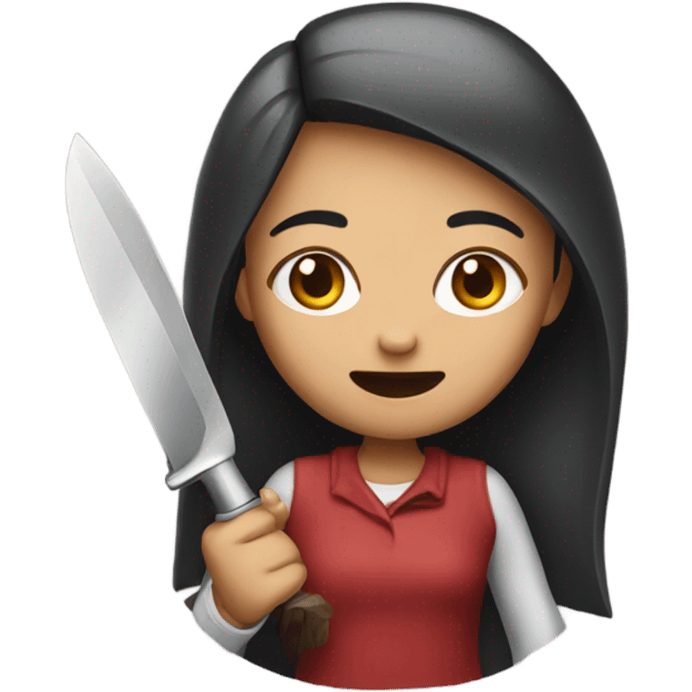 girl with a fake knife emoji