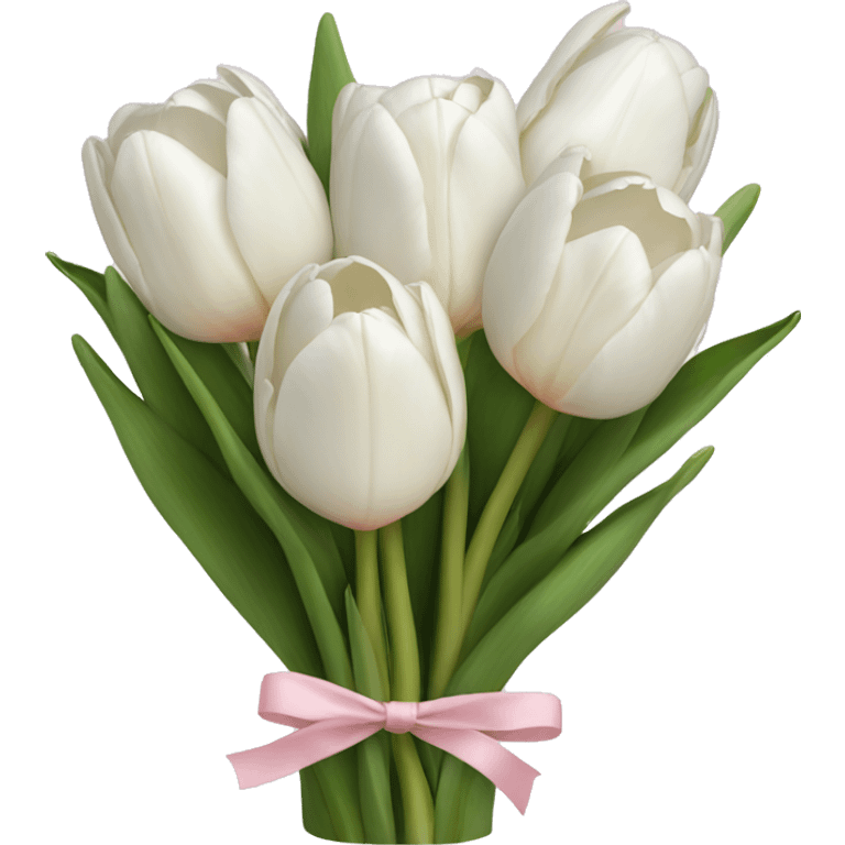 White tulips bouquet with light pink bow  emoji