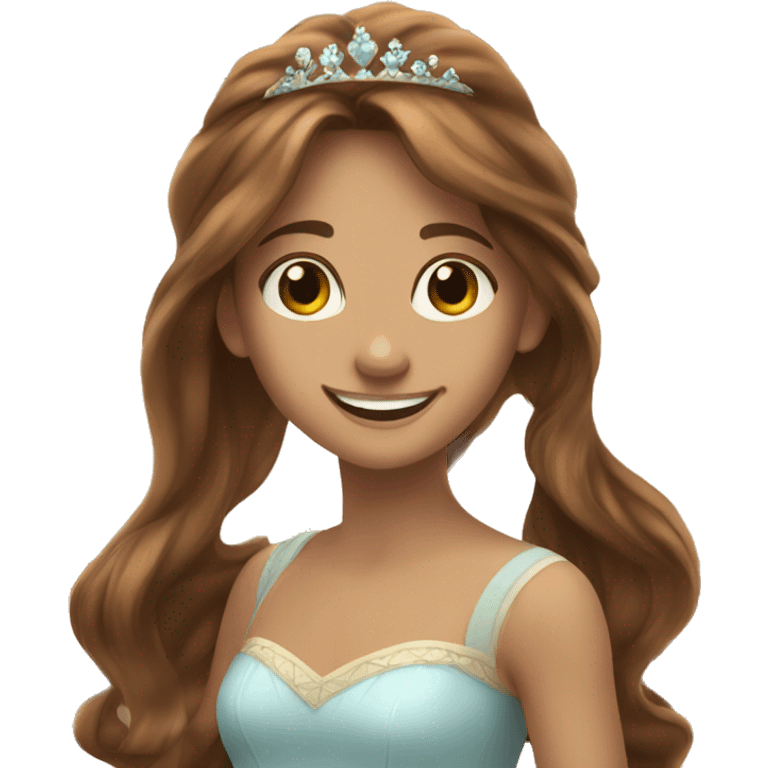 Smiling long brown hair girl princess emoji