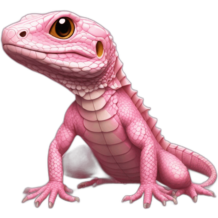 pink tegu lizard with hands emoji