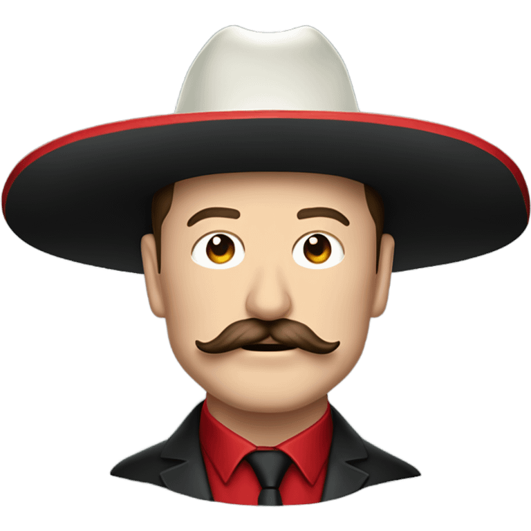  Elon musk eloncho with big mustache and black sombrero mexican hat and Tesla logo red green white Mexican shirt Tesla symbol token emoji