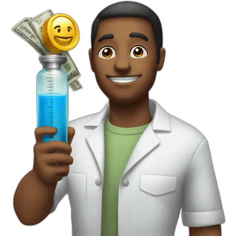 the vaccine in a syringe and the money emoji