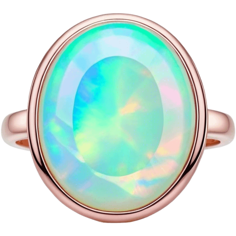 Cinematic Realistic Opal Emoji, Mystical and iridescent, with shifting colors of blue, green, and pink that dance across the smooth, milky surface. The gem’s unique play of light creates a mesmerizing, fluid effect, while a soft, glowing halo surrounds the stone. Soft glowing outline, capturing the essence of magic and mystery in a radiant opal. emoji