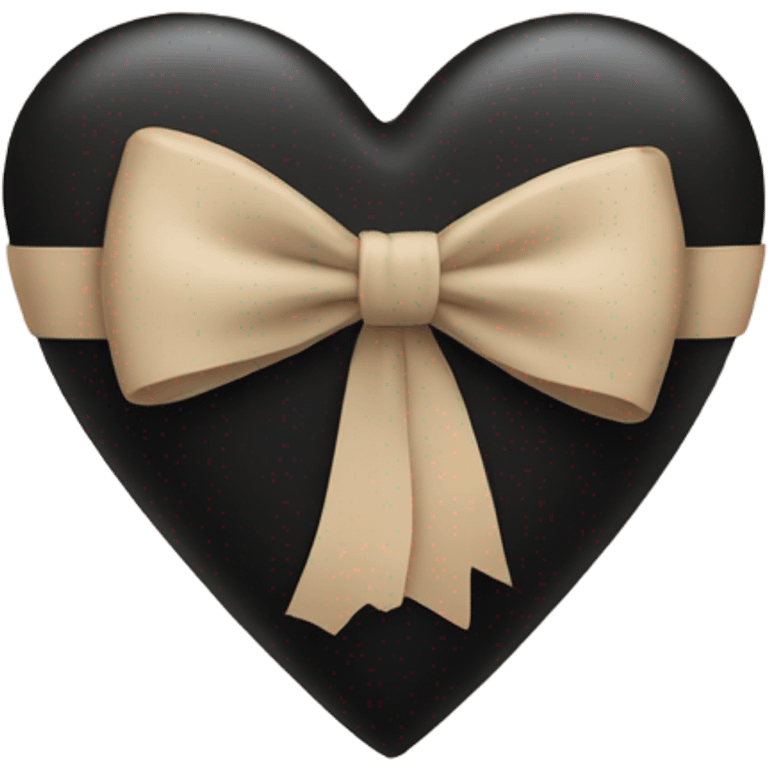 black heart and beige bow emoji