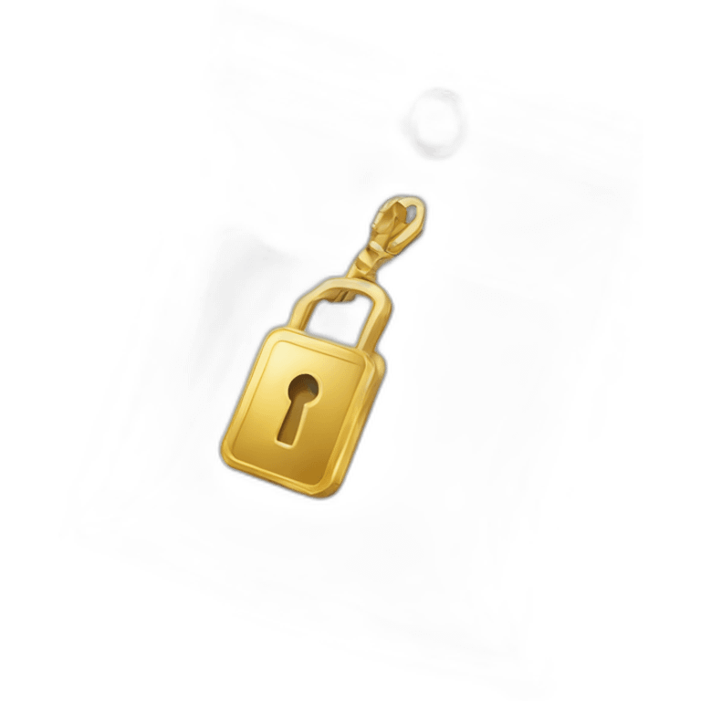 transparent zip-lock bag with white powder inside and a gold key in the middle emoji