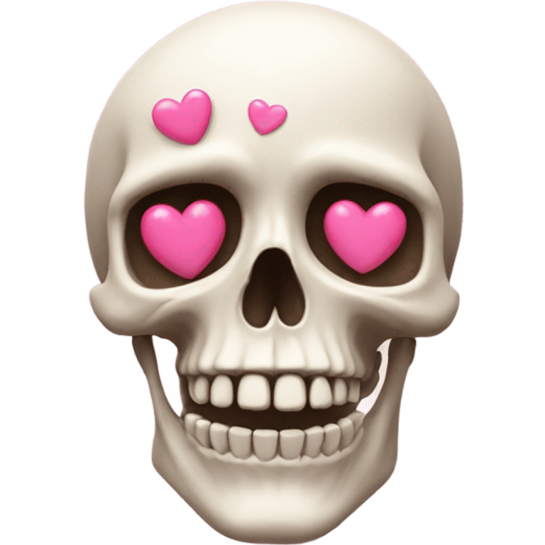 Skeleton head with pink hearts  emoji