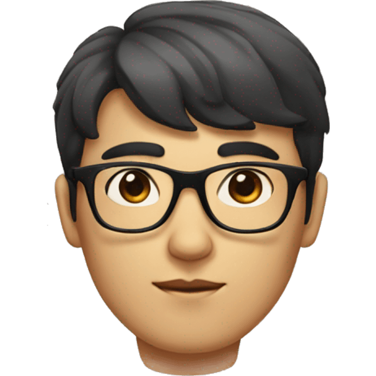 guy with thick eyebrow and lips with korean bangs and square glasses emoji