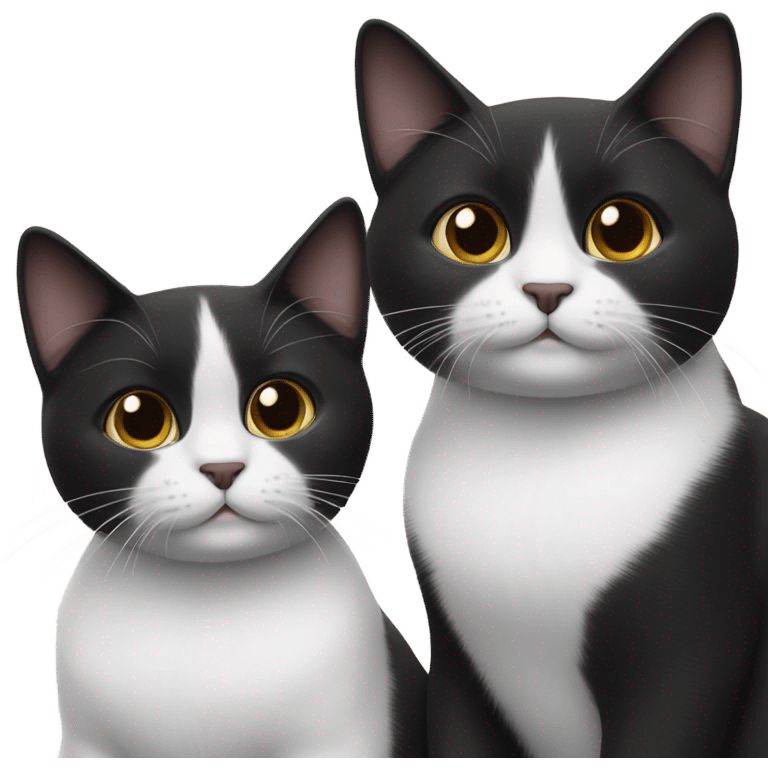 Two black and white cats sitting next to each other emoji