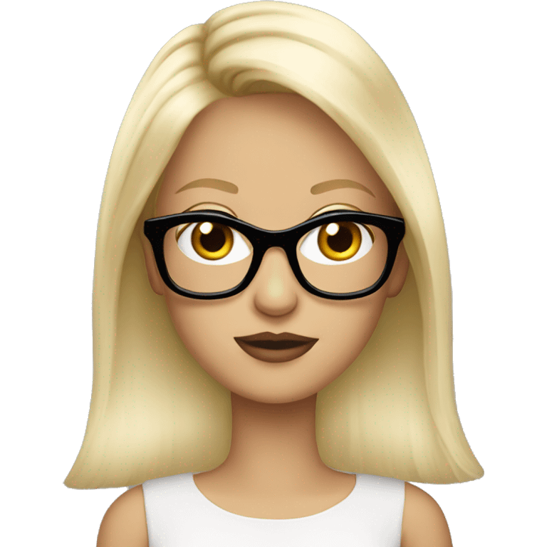 Blonde girl cartoon with Prada glasses emoji