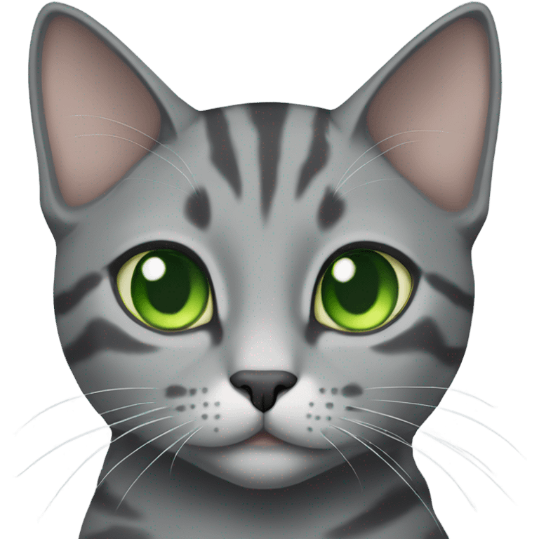 Gray domestic shorthair cat with green eyes  emoji