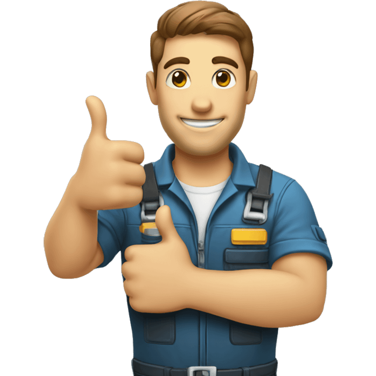 mechanic with 5 Fingers thumbs Up emoji