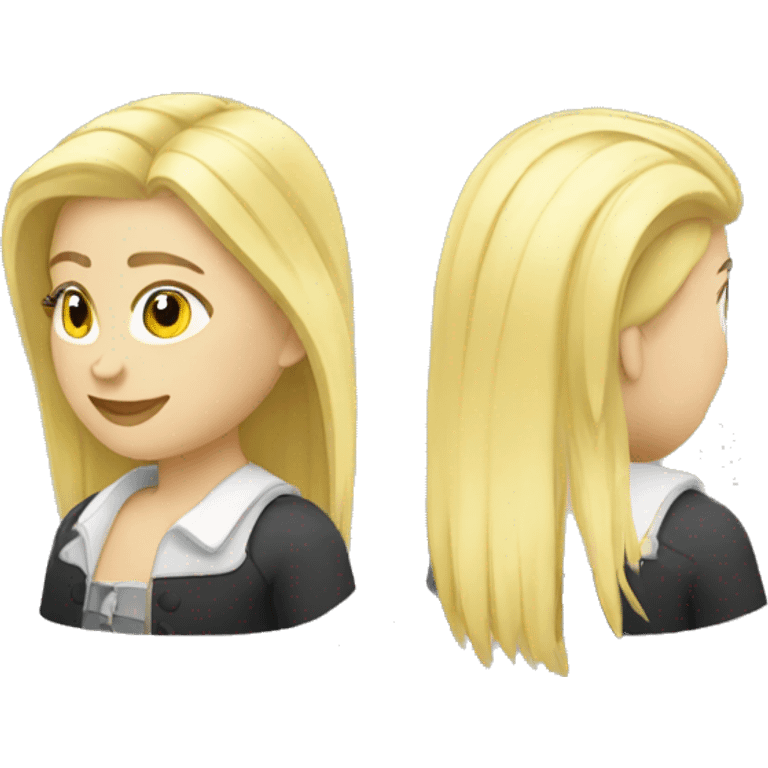  blonde with two cockatiels (one yellow and black and the other all white) emoji