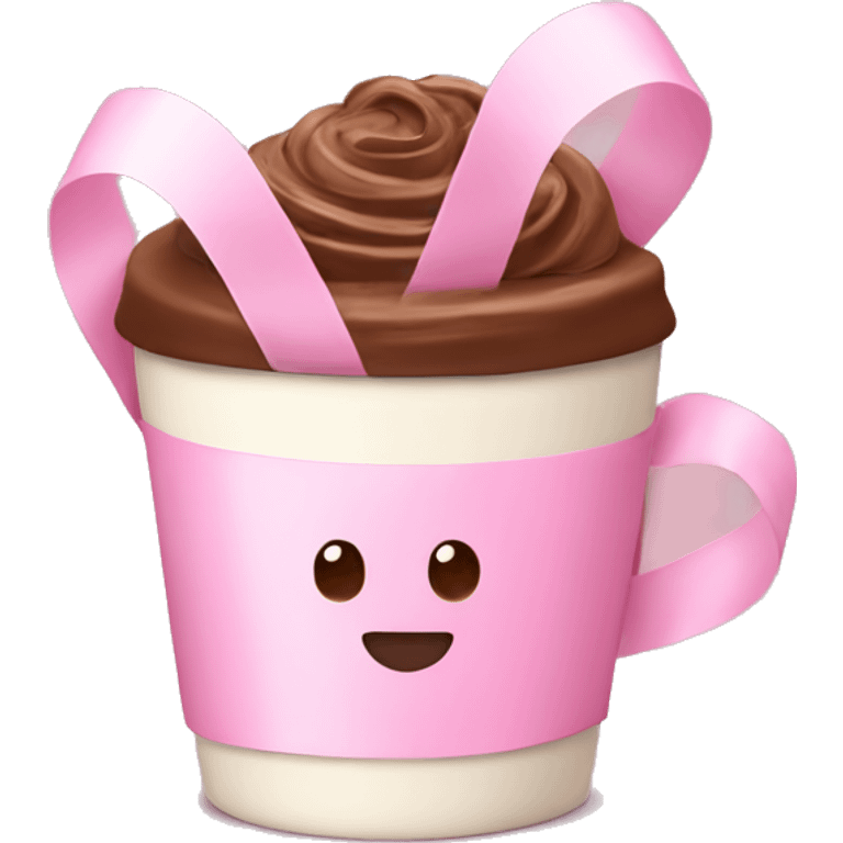 Soft pink ribbon mocha emoji