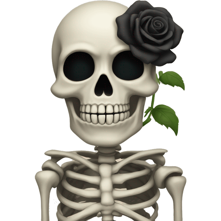 Skeleton with black rose emoji