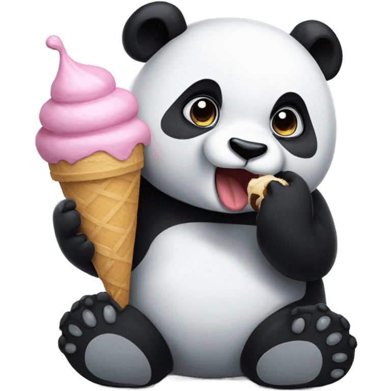 Panda eating ice cream emoji