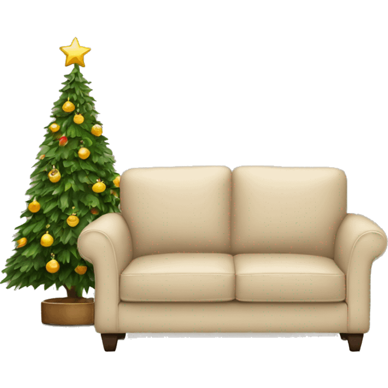 beige sofa and christmas tree emoji