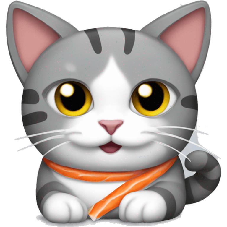 grey cat in a sushi emoji