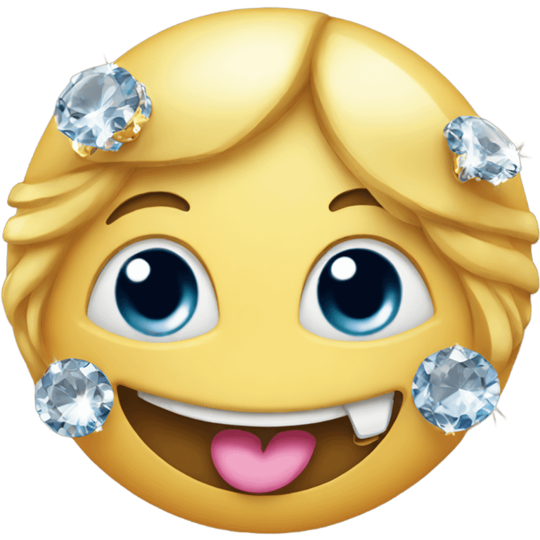 Smiling emoji with gems on teeth emoji