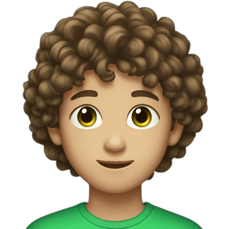 a boy teenager with curly brown hair and green eyes emoji