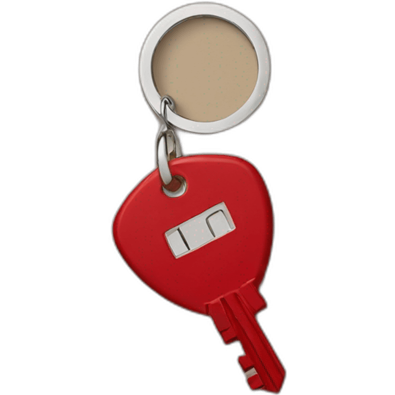 Old key attached to red float key ring emoji