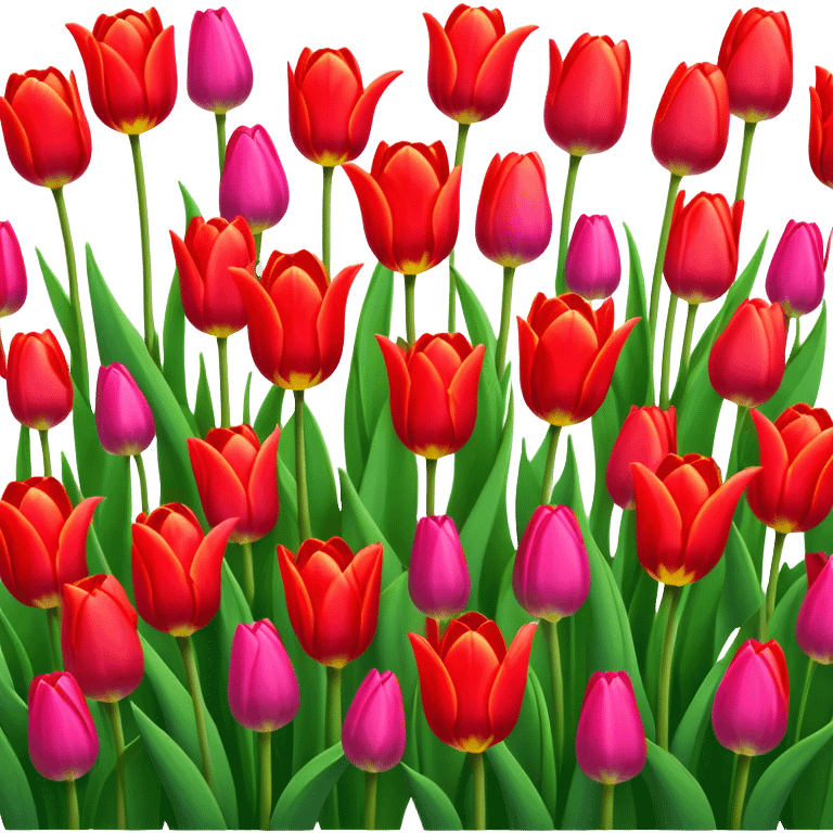 Tulips – Cinematic Realistic Tulips, depicted as a vibrant field of blooming tulips in brilliant hues, each delicate petal catching dewdrops under soft, natural spring light, rendered with detailed textures and a dreamy, picturesque glow. emoji